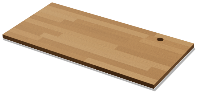 Blat biurkowy (B-12), dąb — render poglądowy