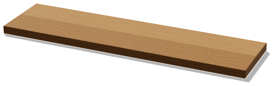 Półka z ukrytym mocowaniem (P-04), dąb — render poglądowy